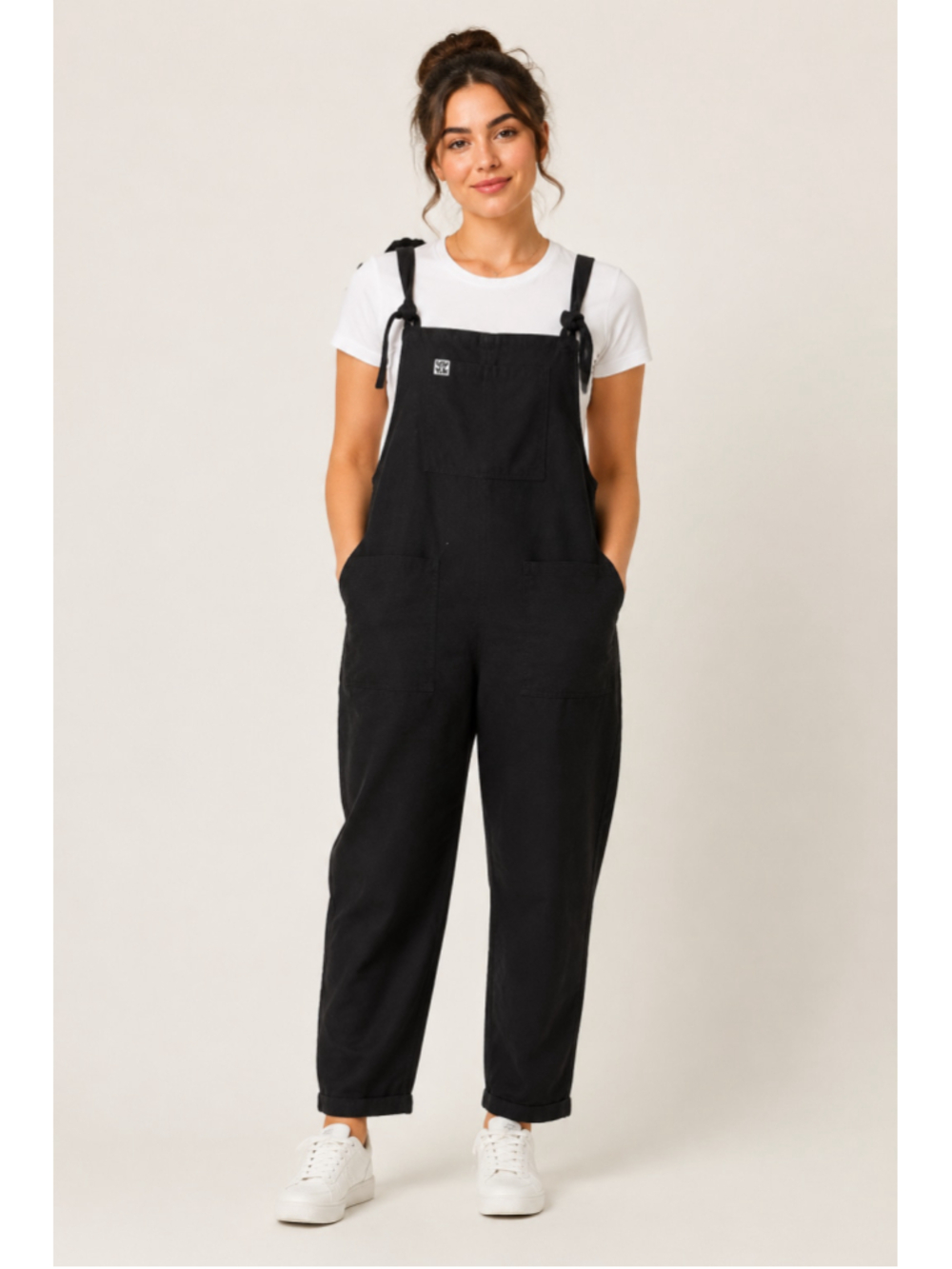 Women's Lucy & Yak Black Organic Cotton Overalls Size 14 NWT Black